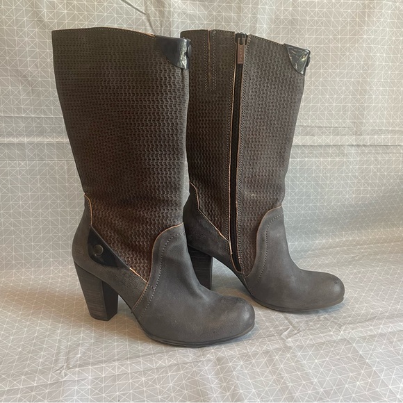 Virus Moda Leather/Textile Heeled Boots in Gray 39 - Picture 1 of 10